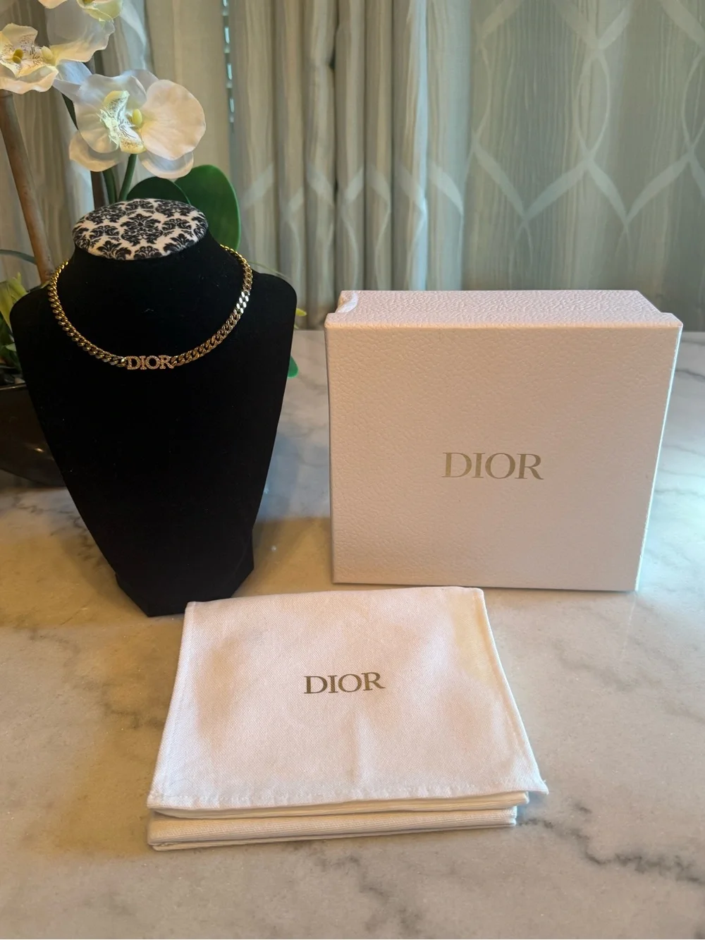 Dior Gold-Tone 'DIOR' Chain Necklace